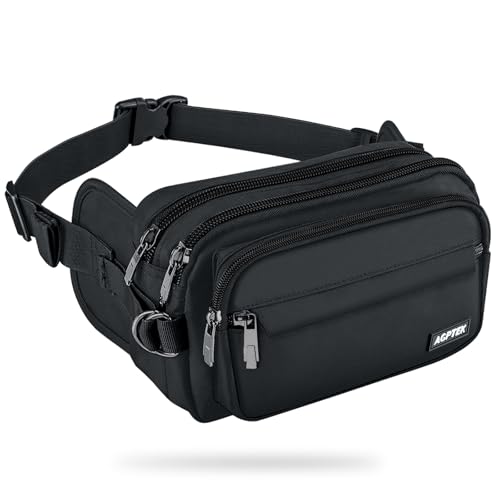AGPTEK Fanny Pack for Women Men, Waist Wallet Bag,Adjustable Bum Belt Pouch for Travel, Running, Shopping, Hiking, Dog Walking, Cycling, Climbing, Small, Black