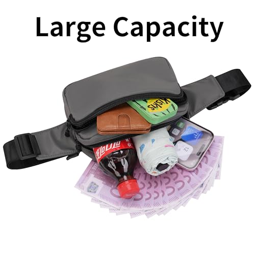 Fanny Pack Nylon Mini Belt Bag Everywhere Belt Bag for Women Water Repellent Waist Packs Crossbody Bags with Adjustable Strap - color: Gray