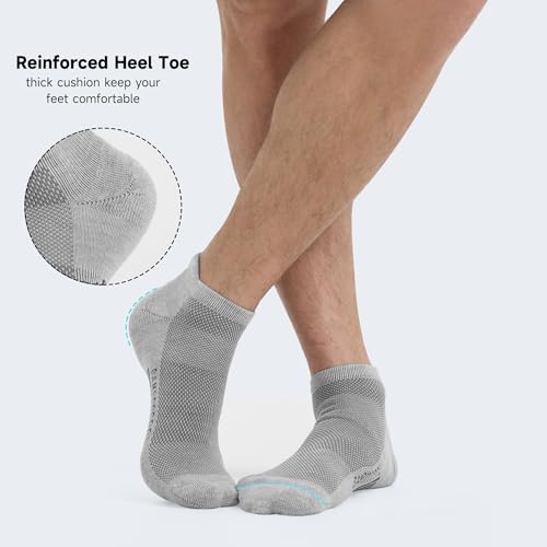 BAMBOO COOL Mens Athletic Ankle Socks Moisture Wicking Cushioned 8 Pack - color: 8 Pairs Grey, size: Medium