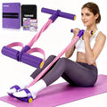 Pedal Resistance Band with Handle, Foot Pedal Resistance Band for Women, Multifunction Exercise Bands for Home Gym Full Body & Working Out - color: purple/pink