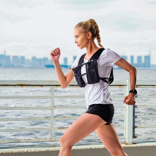 N NEVO RHINO Running Vest with 350ML TPU Soft Flask,Adjustable Chest Straps - color: Black