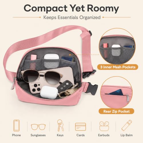 Fanny Pack, Adjustable Crossbody Waist Bag, Pink - color: Pink