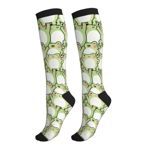 Avocado Compression Socks Women Men Knee High Stock for Running Work Support Nurses Travel - color: Frog