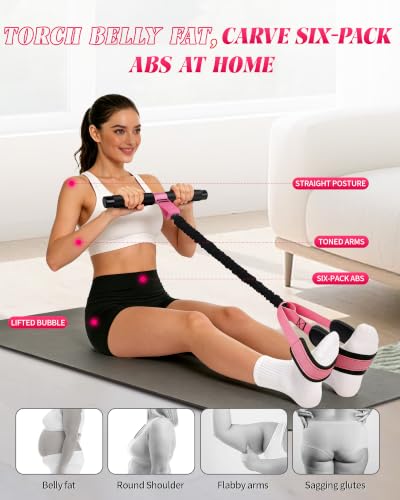 Pedal Resistance Bands with Handles, 2026 Upgraded 55LBS Exercise Bands - color: Pink