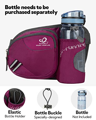 WATERFLY Fanny Pack Waist Bag: Waist Pack for Women Men with Water Bottle Holder Hiking Fanny Pack for Running Walking DogWalking Travel Cycling - color: pink
