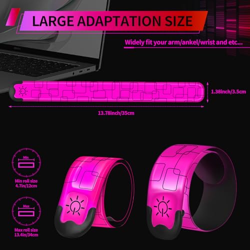2PCS LED Armband Rechargeable for Running and Walking at Night Safety Gear - color: Rose Red