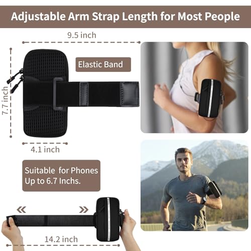 3-in-1 Multi-Function Phone Bag: Sports Armband + Small Crossbody Body Bag + Outdoor Hanging Pack for Running, Walking, Hiking, Gym, Travel (Fits iPhone & Android) - color: Black-Reflective Style