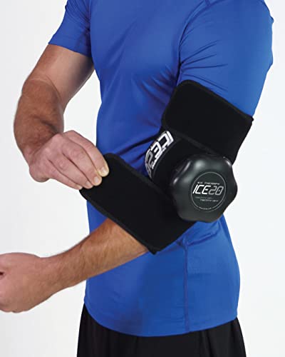 ICE20 Bownet Ankle, Elbow, Small Knee Ice Pack - Knees Real Ice Therapy - Ice Pack for Knee with Cold Compression - Wrap Around Entire Knee (Black, Single Ice Bag) (ICE-Elbow/Sm Knee)