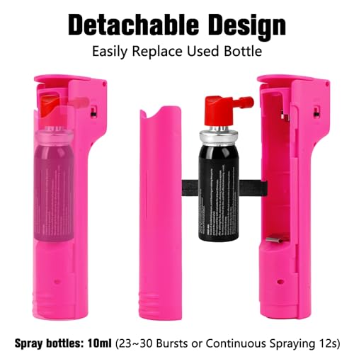 3-in-1 Pepper Spray Personal Alarm, 12ft UV Marking Dye Wind Resistant Gel Refillable, 140dB Siren, 3 Red Strobe Rechargeble, Fast Flip Safety Cover, Outdoor Running Jogging Hiking Cycling Easy Carry - color: Rose