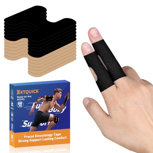 KTQUICK Precut Finger Kinesiology Tape, 40 PCS, 20% Stronger Black&Beige - color: Black&beige