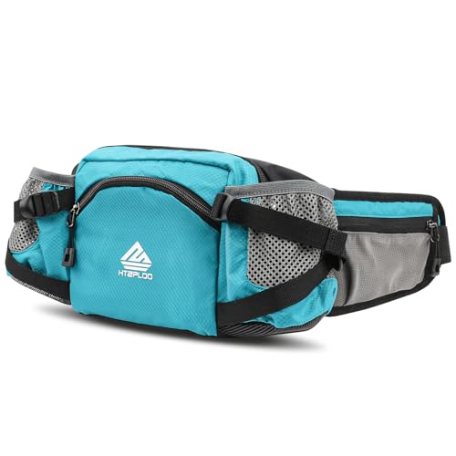 Fanny Pack Waist Bag with Water Bottle Holder for Men Women Running Hiking Travel Dog Walking Workout Cycling Outdoor (Turquoise Blue) - color: Turquoise Blue