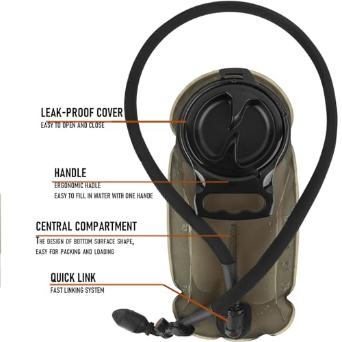 PETAC GEAR 1.5L / 3L Tactical Hydration Pack，Molle Carrier Pouch for 50 oz /100 oz Hydration Bladder Daypack Water Backpack. - color: MC, size: 1.5L combination set