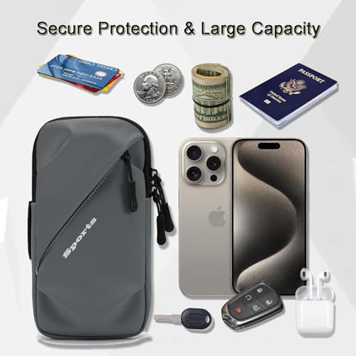 Cell Phone Armbands Running Phone Holder Armband, Shoulder Holster Phone Purse Crossbody Bag Pouch (Gray) - color: Gray