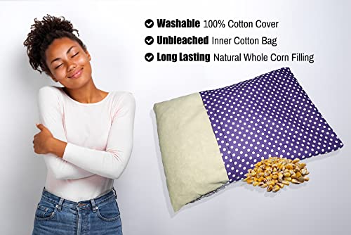 Microwavable Corn Filled Heating Pad and Cold Pack/Washable 100% Cotton Cover (Polka Dot - Purple, 7.5in W x 11in L) - size: 7.5in W x 11in L, style: Polka Dot - Purple