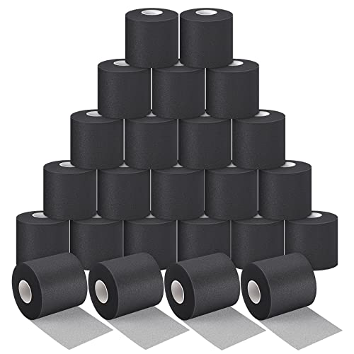 Nuanchu 24 Rolls Prewrap Athletic Tape, 2.75 in x 30 yd, Black - color: Black