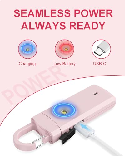 Rechargeable Personal Safety Alarm for Women, 130dB Loud Siren & Strobe