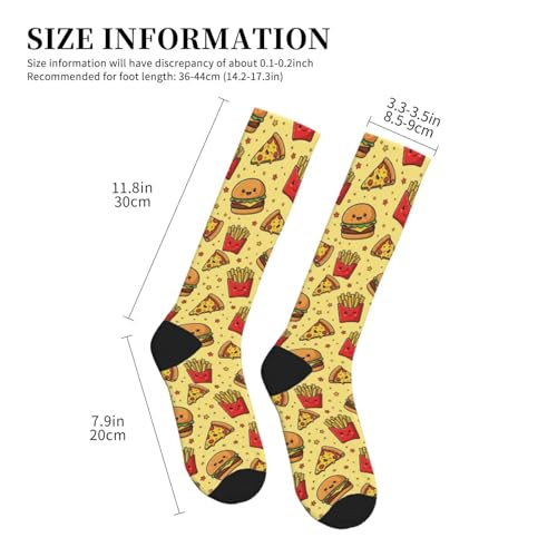 Compression Socks Knee High Support Stockings Women Men - color: Cute Hamburger Pizza