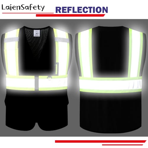 Reflective Safety Vest for Men Women,EK178,Black,M - color: Black, size: Medium