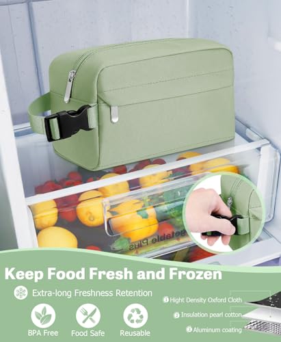 Small Lunch Bag, Freezable Snack Bag for Kids, Mini Lunch Box - color: Green
