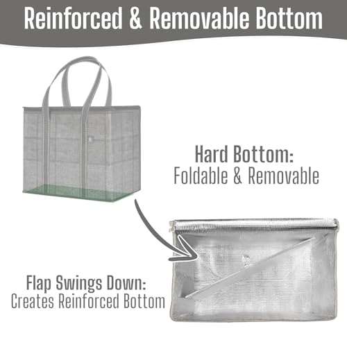 VENO 2 Pack Insulated Grocery Bags, Hard Bottom, Windowpane - color: Windowpane, size: 15.7"W x 12.6"H x 8.7"D - 2 Pack