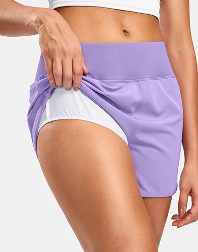 G Gradual Women's 3" Running Athletic Shorts with Phone Pocket - color: Lilac, size: XX-Small