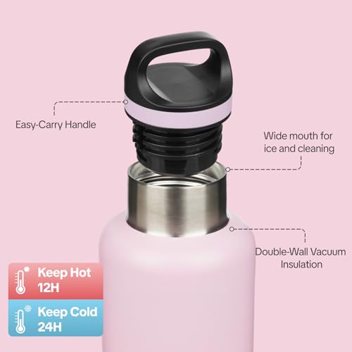 BJPKPK 32oz Insulated Water Bottle Stainless Steel Water Bottle with Handle - color: Cherry, size: 32 Ounces