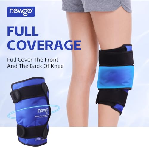 NEWGO Ice Pack for Knee Injuries Reusable, 360° Full Wrap, XL, Blue - color: XL Blue 1-pack