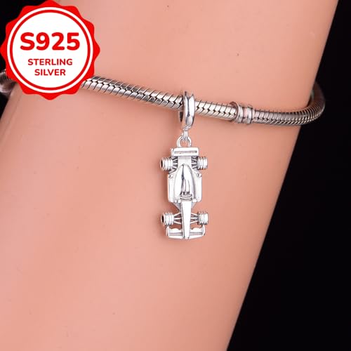 F1&Famous Race Racetrack Charm for Bracelet Necklaces, S925 Sterling Silver Charms, UK Brazil Spain Race Track Charms Jewelry Racing Souvenirs Gift - color: Race Car Q3206