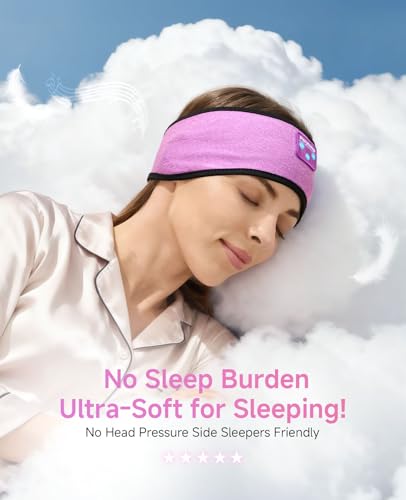 Perytong Sleep Headphones Bluetooth Headband Over On Ear Bluetooth 5.4 Sleeping Earbuds Earphones, Wireless Headphones for Side Sleepers Men Women Sports, Insomnia, Yoga, Air Travel, Meditation - color: HB Violet