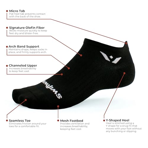Swiftwick- ASPIRE (3 Pairs) No-Show Running Socks, Cycling Socks, Compression Fit - color: Oatmeal, size: X-Large