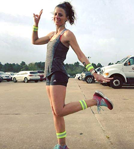 Reflective Bands for Night Walking Reflective Arm Bands for Runners Reflective Wristbands Reflective Ankle Bands Cycling Reflective Running Gear Bike Pant Leg Strap Bicycle Pants Clips - color: Green - 4 Bands