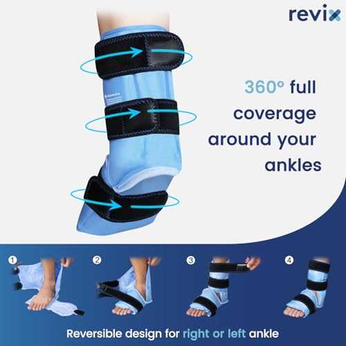 REVIX Shin Compression Sleeve for Shin Splints and Ankle Ice Pack Wrap for Foot Pain Relief