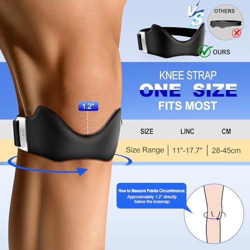 Silicone Patellar Tendon Support Strap 2 Pack, Adjustable Non-Slip Patella Band Stabilizer Knee Brace for Running, Hiking, Jumpers Knee, Tendonitis, Basketball, Volleyball, Squats - color: Purple
