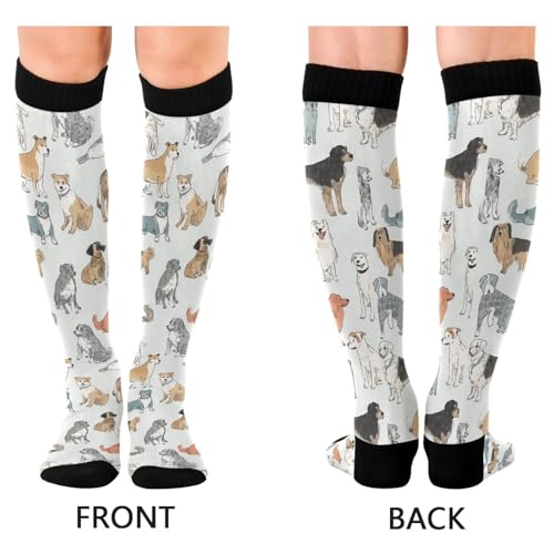 Wusikd Heartbeat Symbol Compression Socks for Women and Men Circulation Black Long Socks for Athletic Running 1 - color: Dogs