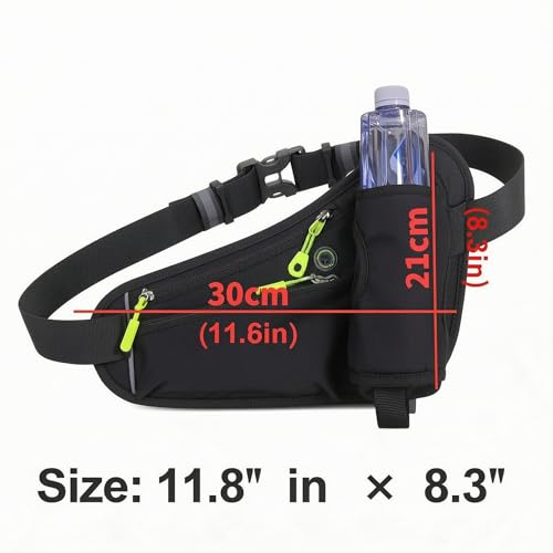 Waterproof Hydration Belt Waist Pack with Water Bottle Holder, Adjustable Running Fanny Pack for Hiking, Walking, Cycling & Outdoor Sports (黑色) - color: black