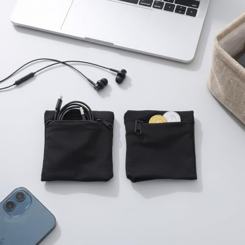 2Pcs Black Zipper Wrist Wallet, Wristband Pouch Key Card Holder