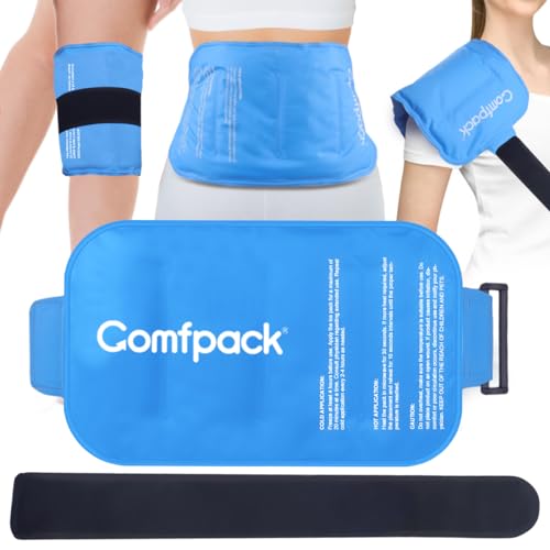 Comfpack Large Ice Pack for Injuries Gel Pack for Lower Back Pain Relief Reusable Hot Cold Therapy Cold Pack for Back, Shoulder, Elbow, Hip, Knee, Soft Cold Compress, 9.8 × 17.7" - size: 9.8×17.7 Inch