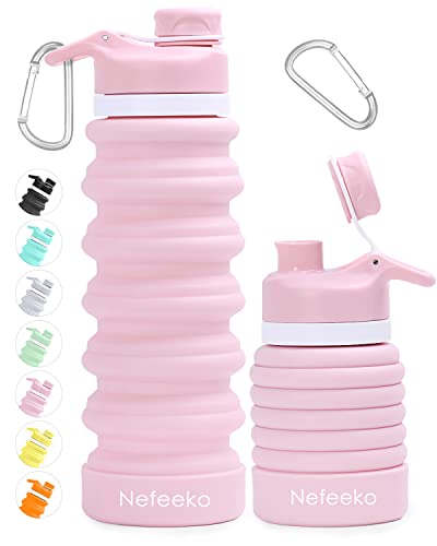 Nefeeko Collapsible Water Bottle, 26oz Silicone Foldable Water Bottles - color: D