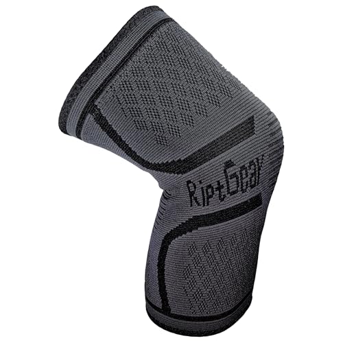 Knee Compression Sleeve | Non-Slip Knee Brace for Running & Weightlifting - color: Gray, size: Large (Pack of 1)