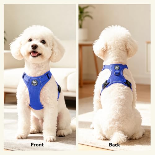 PoyPet Mesh Dog Harness, Reflective Breathable Puppy Vest for Small Dogs - color: Royal Blue, size: XS