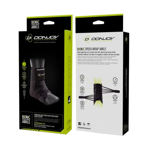DonJoy Performance Bionic Speed-Wrap Ankle for Medial/Lateral Ligament Protection - No-Hassle Lace System with Compression & Stability for Athletes and Active Users, X-Large - size: X-Large