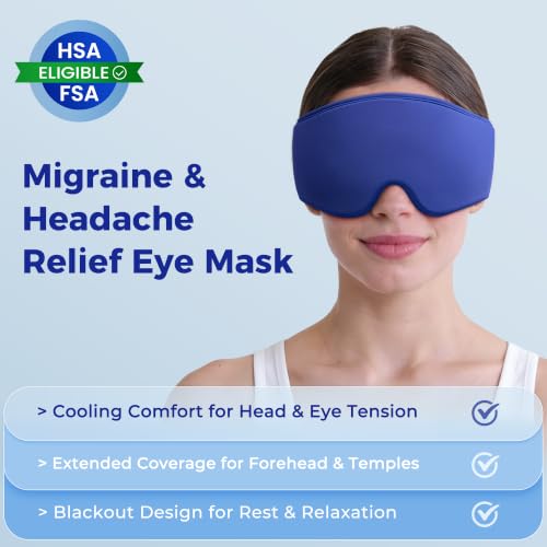 2 Pack Cooling Gel Eye Mask for Puffy Eyes, Migraine Relief, FSA Eligible - color: Black&blue