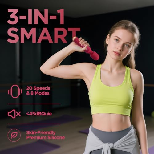Personal Massager - 4H Max Runtime & Ultra-Quiet - Waterproof - 20 Modes 8 Speeds for Deep Tissue Back Massage, Post-Workout Recovery and Neck Muscle Relaxation(Red) - color: Red