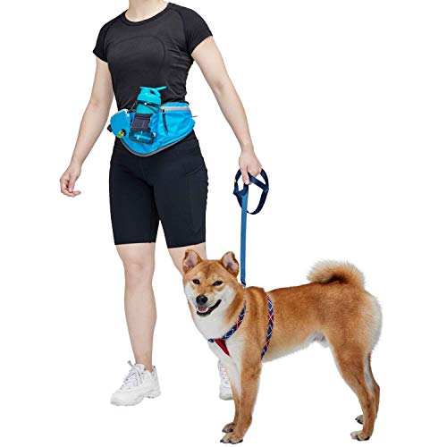 Blueberry Style Blue Bumbag Waist Bag Fanny Pack for Walking Running - Built-in Poop Bag Holder, Dog Treat Pouch, Adjustable Waistband, and Bottle Holder - color: 1 Pack Waist Bag - Blue