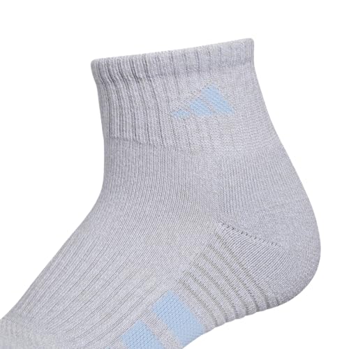 adidas Women's Cushioned Socks 3 Pairs - color: Clear Onix Grey/Glow Blue/Clear Pink/4.0/Quarter, size: Medium, style: Quarter
