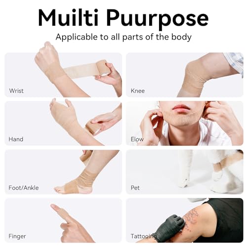Self Adhesive Bandage Wrap,Bandage Tape,Medical Tape,Vet Tape - color: Skin Color, size: 1inch*16rolls