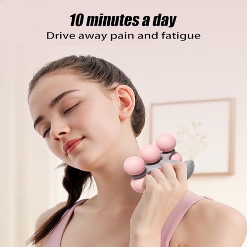 6-Wheel Handheld Massage Roller for Muscle Pain Relief (Pink) - color: Pink