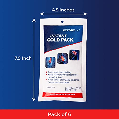 Instant Cold Pack, Disposable, Large, 7.5 x 4.5 Inches, Ice Packs for Pain Relief (6 per Pk) - color: 6 Per Pk