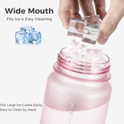 32oz Clear Tritan Water Bottle with Chug Lid - color: Pink