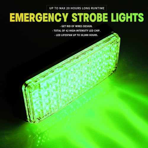 Green Magnetic Flashing Strobe Lights/w Controller, 2-Pcs - color: 2pcs Green